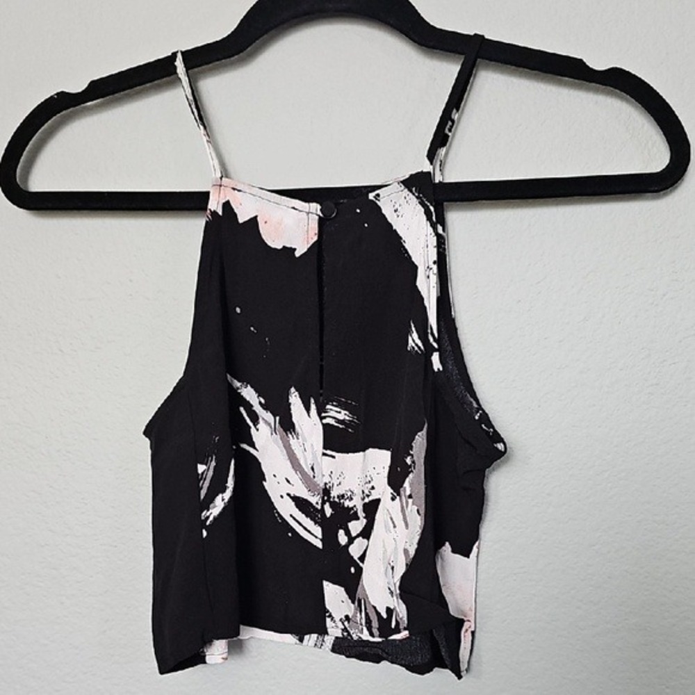 Leith Floral 90's High Neck Boxy Crop Sleeveless Boho Girly Tank Top XS - Picture 6 of 7